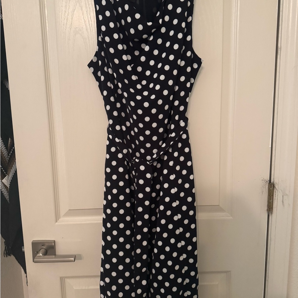 Jones New York Black and White Cowl Neck Midi Sundress